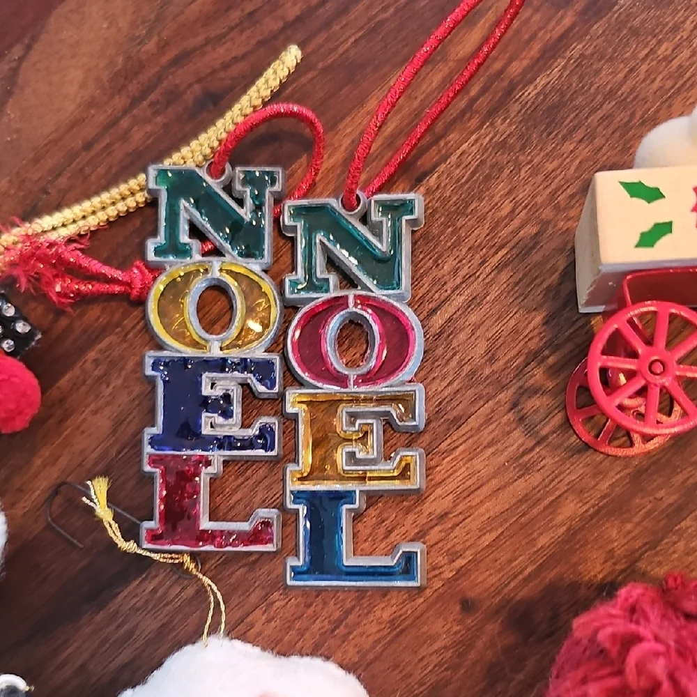VINTAGE 14 Colorful Christmas Ornaments Glass Wood Mid Century Modern 70s 80s